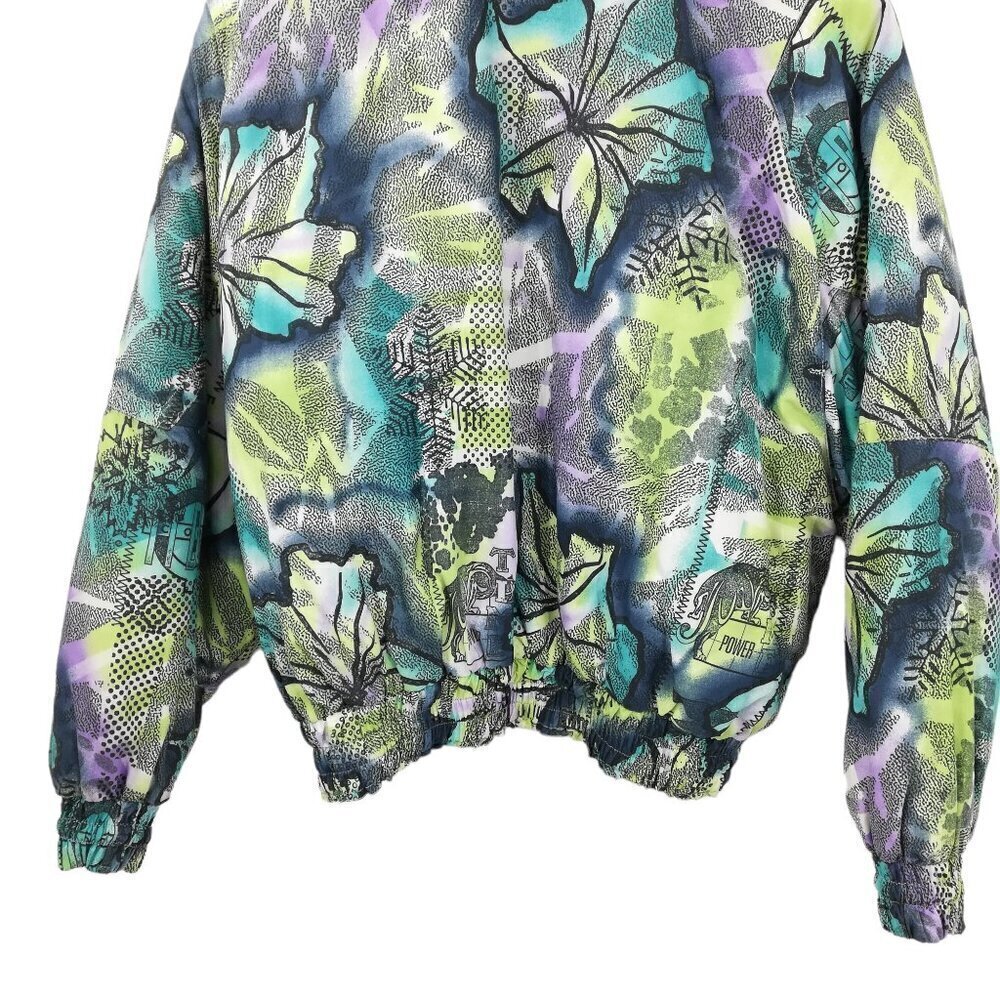 Vintage MDC Abstract Ski Jacket Size 12 Purple Pastel Bomber Color Block Winter - Picture 12 of 12